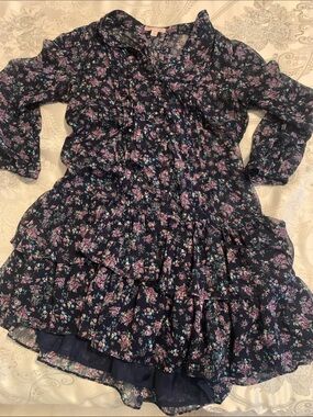 Romeo & Juliet Couture • Purple Blue Floral Ruffle Dress